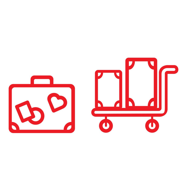 荷物と荷物のトロリー - ベクター画像