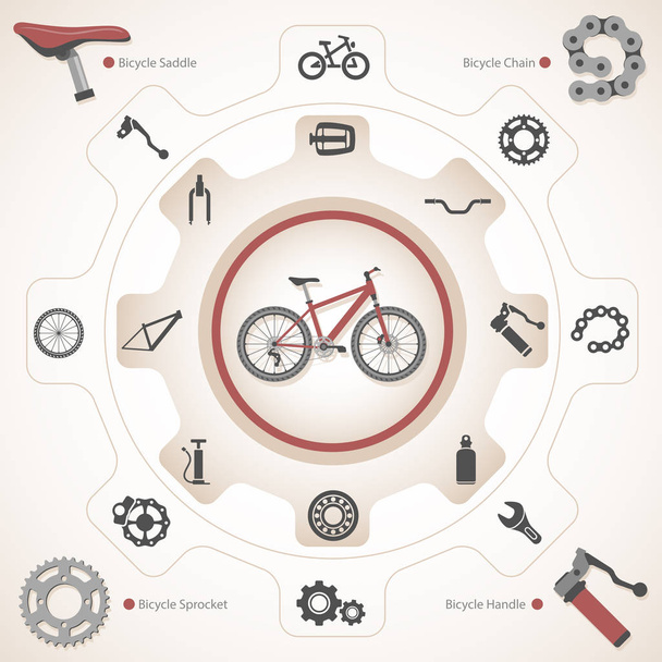 Bicycle Parts And Accessories - Vector, Image