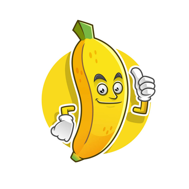 Thumb up banana mascot. Vector banana character - Διάνυσμα, εικόνα