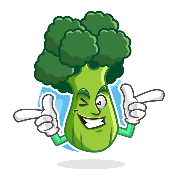 Funky broccoli mascot, broccoli character, broccoli cartoon - Vector, Image