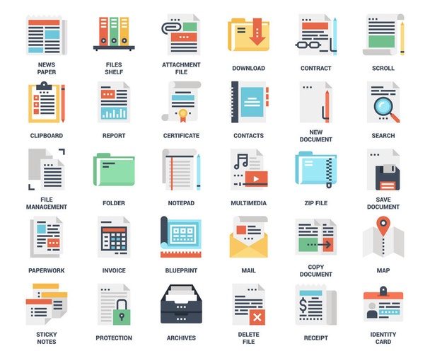 Files and documents flat icons - Vecteur, image