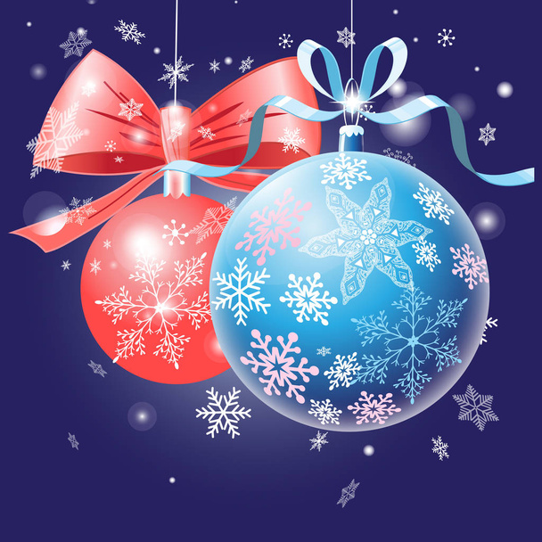 クリスマス ボールとお祝いカード - ベクター画像