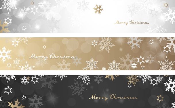 Joukko kolme värikästä joulun tausta bannerit lumihiutale
 - Vektori, kuva