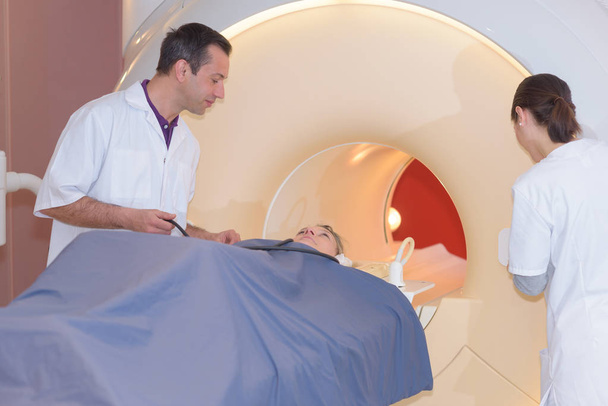 Patrient being prepared for mri scan - Photo, image