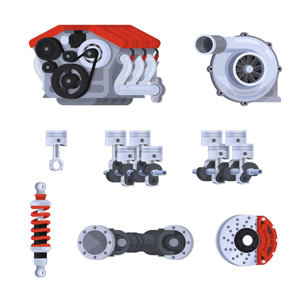 Car parts, vector illustration, flat design - Vector, Image