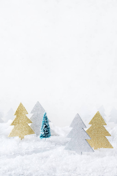 Fehér téli hó karácsonyi üdvözlőlap-erdő - Fotó, kép