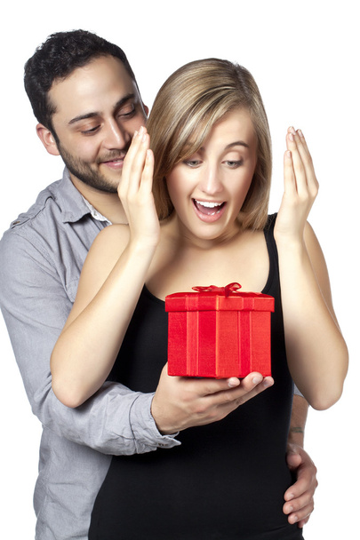 man giving woman gift - Zdjęcie, obraz