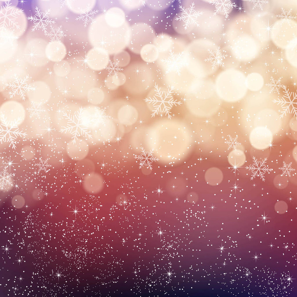 Weihnachtsbeleuchtung und Schneeflocken Hintergrund - Vektor, Bild