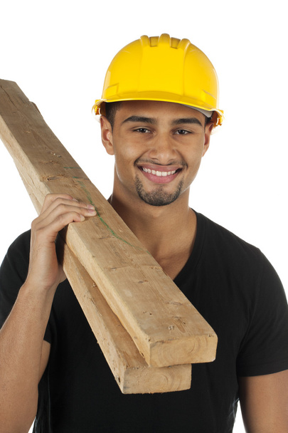 ручний працівник з дерев'яними дошками позує
 - Фото, зображення