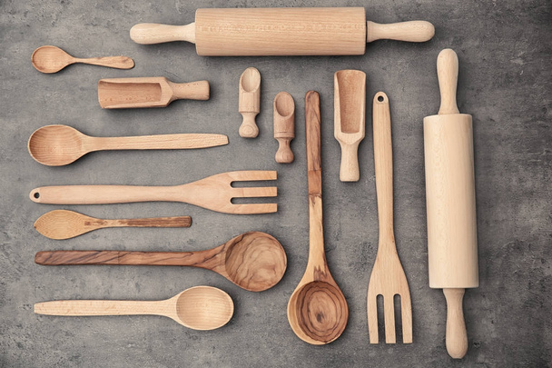 Set of wooden kitchen utensils  - Foto, Bild