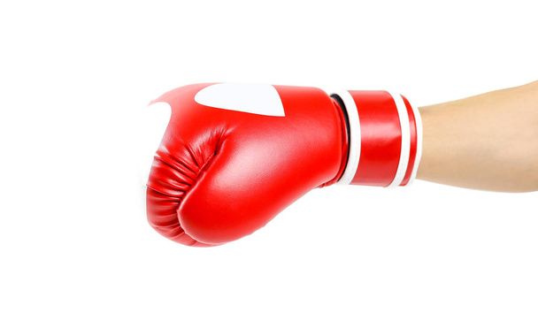 Red Boxing gloves. Two gloves sports. Isolated on a white backgr - Фото, изображение