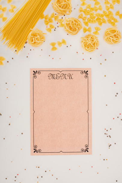 blank menu and pasta - Photo, Image