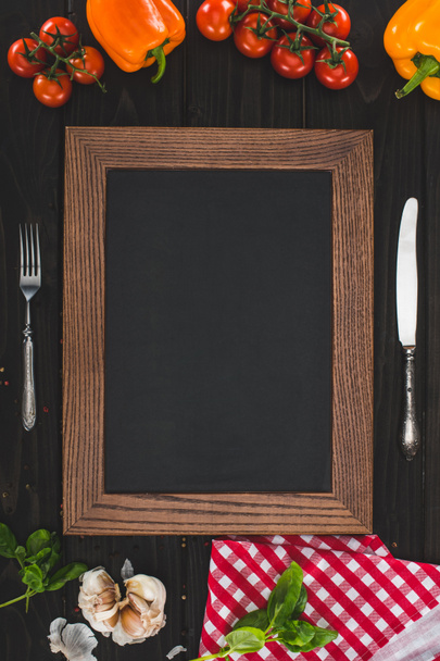 blank frame and cutlery - Photo, Image