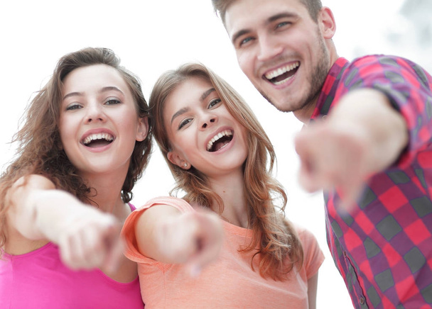 closeup of three young people showing hands forward - Foto, Imagen