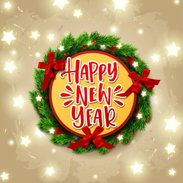 greeting card - Happy new year. Xmas vector background. Hand drawn calligraphy   - Διάνυσμα, εικόνα