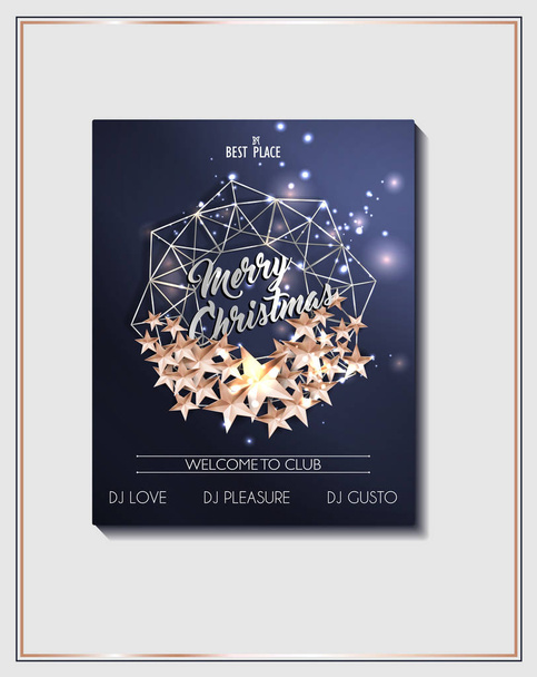Christmas Background with Christmas Tree of Cutout Shining Gold - Вектор,изображение