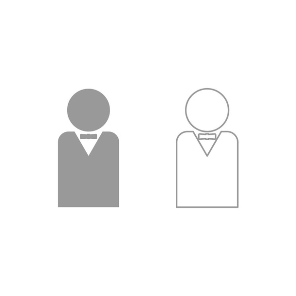 Man with bow tie icon. Grey set . - Vector, Image