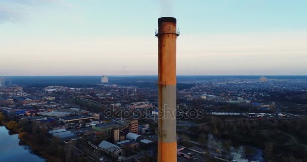 Garbage incineration plant. Waste incinerator plant with smoking smokestack. The problem of environmental pollution by factories. - Footage, Video