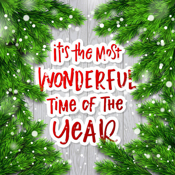 Christmas greeting card. Xmas vector background. Hand drawn calligraphy. concept handwritten  " it's the most wonderful time of the year " - Vektor, Bild