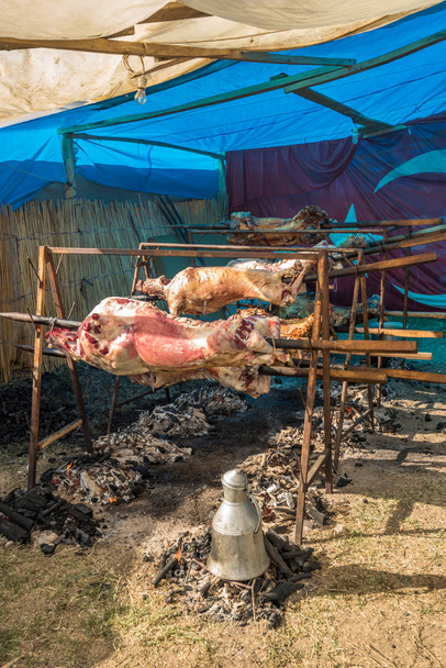 barbecues d'agneau rôtis turcs radiatifs. Viande rôtie sur un feu ouvert
, - Photo, image