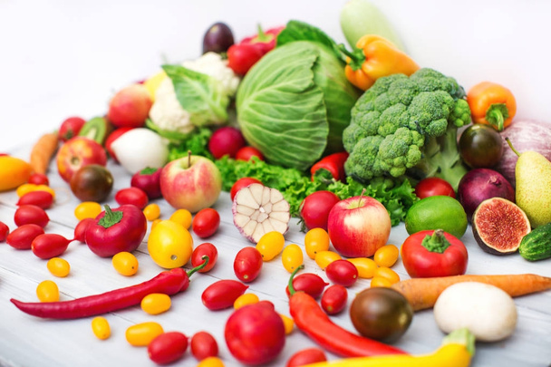 Different raw vegetables background. - Photo, Image