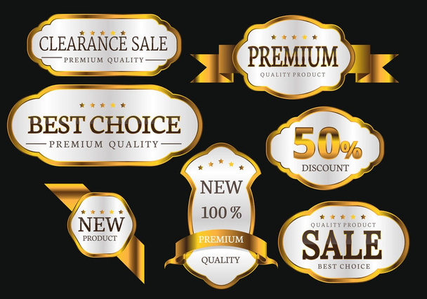 Premium quality collection golden labels design set luxury vector illustration.  - Vetor, Imagem