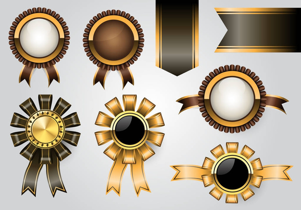 Golden labels collection set on gray background luxury vector illustration.  - Vector, afbeelding