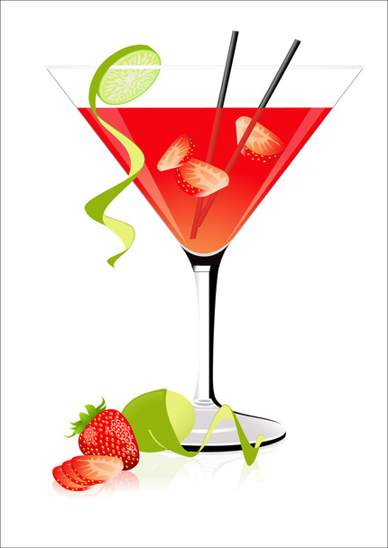 Strawberry cocktail - Διάνυσμα, εικόνα