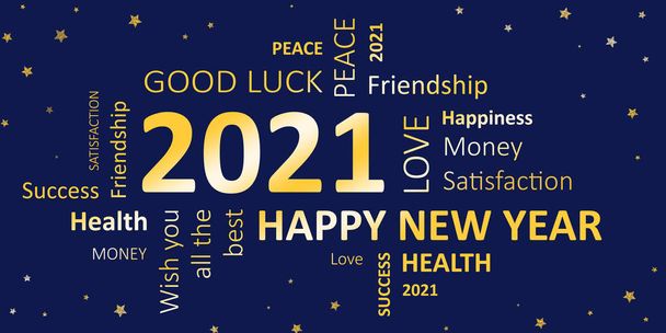 νέα χρόνια κάρτα ευτυχισμένο το νέο έτος 2021 και ευχές - Φωτογραφία, εικόνα