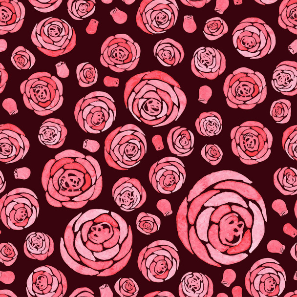seamless pattern with watercolor floral elements - Vektör, Görsel