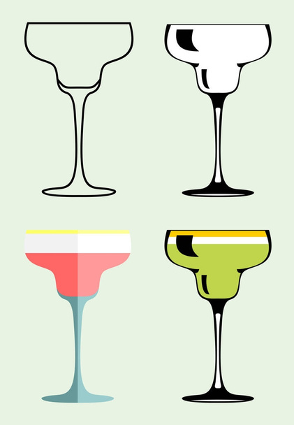 cocktail icons set. Flat design. Vector illustration - Vector, imagen