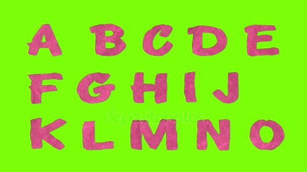 animated paper cutout font isolated on chroma key green screen background animation all letters, punctuation, and numbers - new quality dynamic cartoon joyful colorfool footage - Footage, Video