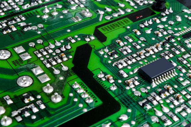 Circuit board. Electronic computer hardware technology. Motherboard digital chip. Technology science background. Integrated communication processor. Information engineering component. - Фото, изображение