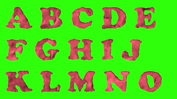 κινουμένων σχεδίων πηλού γραμματοσειρά απομονώνονται σε χρώμιο κλειδί πράσινη οθόνη φόντου animation όλα τα γράμματα, σημεία στίξης και αριθμοί - νέα πλάνα πλαστελίνη χαρούμενη colorfool δυναμική κινουμένων σχεδίων ποιότητας - Πλάνα, βίντεο