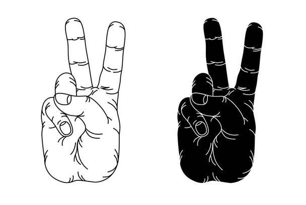 gesto da mão dois dedos no vetor
  - Vetor, Imagem