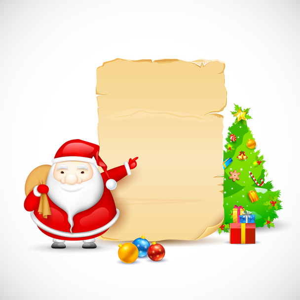 Santa με χριστουγεννιάτικο δώρο - Διάνυσμα, εικόνα