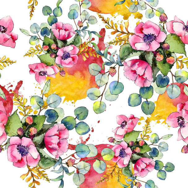 Wildflower bouquet pattern in a watercolor style. - Foto, Imagem