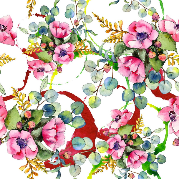 Wildflower bouquet pattern in a watercolor style. - Foto, afbeelding
