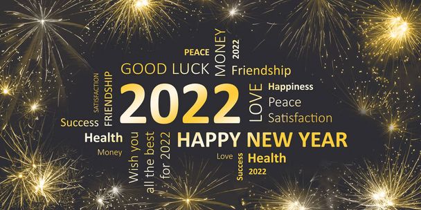 νέα χρόνια κάρτα ευτυχισμένο το νέο έτος 2022 και ευχές - Φωτογραφία, εικόνα