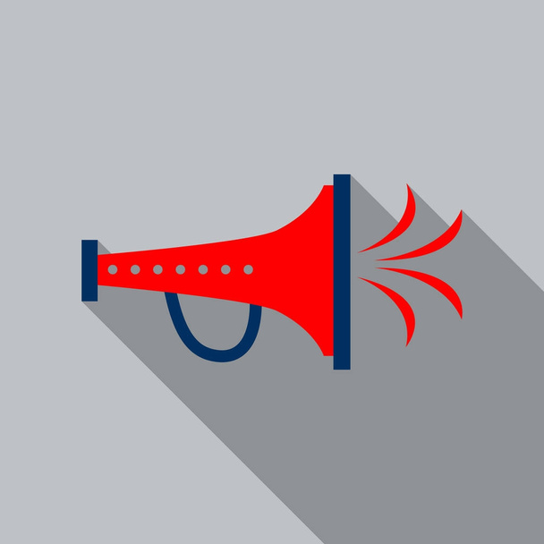 Ícone de trompete em estilo plano com sombra
 - Vetor, Imagem