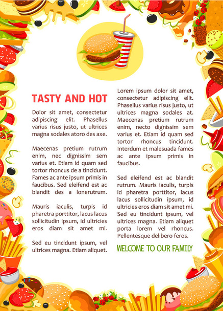 Fast food restaurant poster template design - Vector, Image