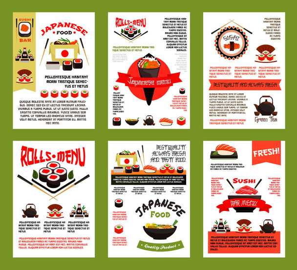 Modèle de bannière de menu japonais de nourriture et de sushi
 - Vecteur, image
