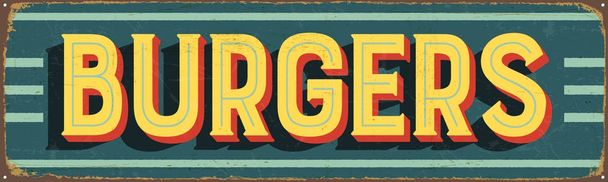 Vintage metal işareti - Burger - Vektör, Görsel