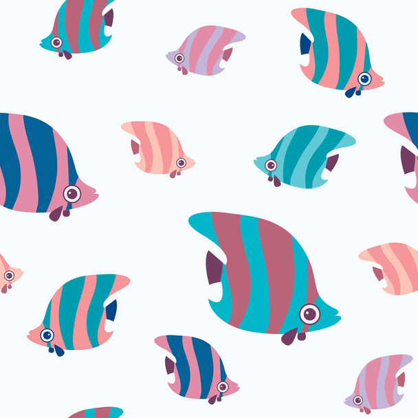 Seamless pattern with butterfly fish. - Vector, Imagen
