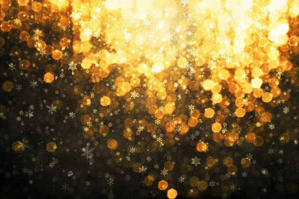 Абстрактний золотий боке з фоном снігових пластівців
 - Фото, зображення