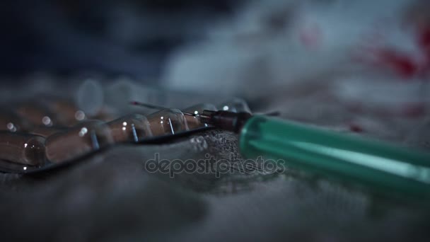 4k Close-up of Drugs Injections and Narcotics - Footage, Video