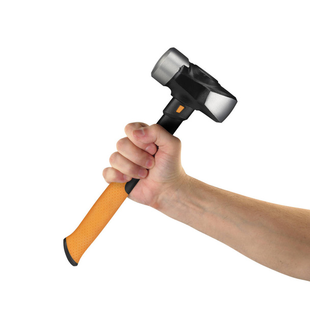 Objects tool hands action - Hand big hammer worker. Isolated - Foto, immagini
