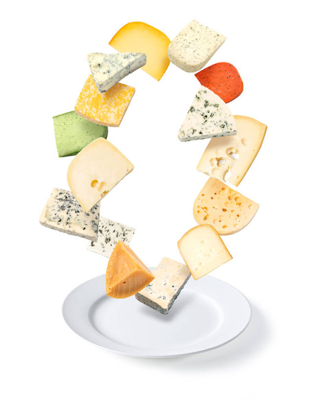Sýrový talíř na bílém pozadí - Fotografie, Obrázek