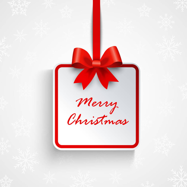 Boże Narodzenie z życzeniami z biały znak i czerwoną wstążką - Wektor, obraz