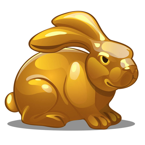 Gouden figuur van konijn. Chinese Horoscoop symbool. Kalender van de 12 dieren. Oost-astrologie. Sculptuur geïsoleerd op een witte achtergrond. Vectorillustratie - Vector, afbeelding